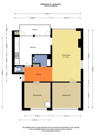 Floorplan - Wedderborg 6, 1082 TA Amsterdam
